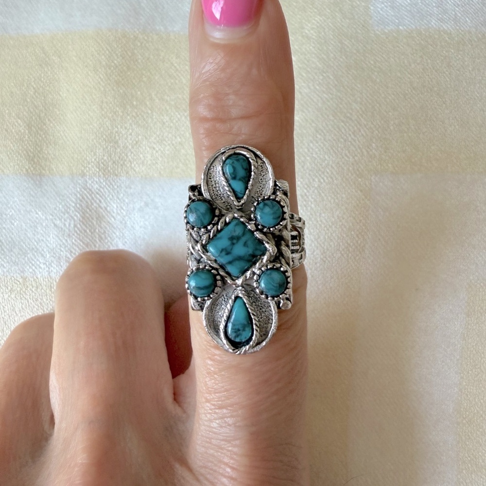 Vintage Turquoise Silver Statement Ring